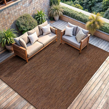 CAMILSON Outdoor Rug 10x14 Modern Area Rugs for Large Indoor and Outdoor Patios and Porches - Waterproof, Washable, Non-Shedding, Easy-to-Clean Outside Carpet (10 x 14, Solid - Gold)