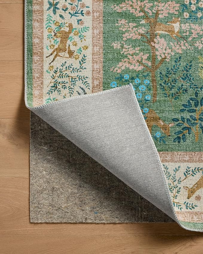 Loloi Rifle Paper Co. Canopy Collection CNP-02 Sage/Blush 3'-9" x 3'-9" Round Accent Rug
