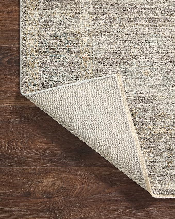 Loloi Magnolia Home by Joanna Gaines Millie Collection MIE-05 Stone/Natural 9'-6" x 9'-6", .25" Pile Height, Round Area Rug
