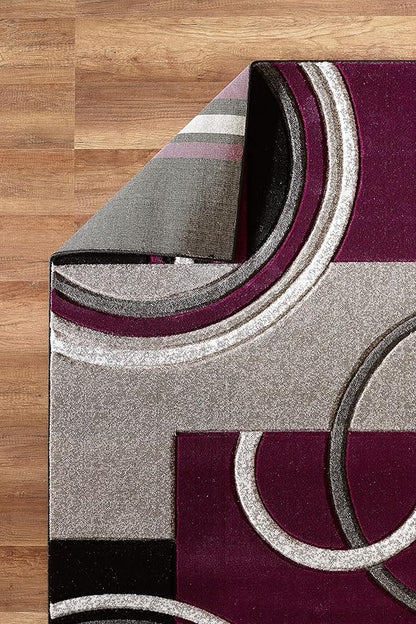 GLORY RUGS Area Rug Modern 8x10 Purple Soft Hand Carved Contemporary Floor Carpet with Premium Fluffy Texture for Indoor Living Dining Room and Bedroom Area