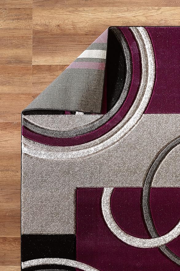 GLORY RUGS Area Rug Modern 2x7 Purple Soft Hand Carved Contemporary Floor Carpet with Premium Fluffy Texture for Indoor Living Dining Room and Bedroom Area