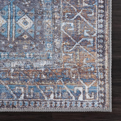 Bloom Rugs Washable 9' x 12' Rug - Slate Gray/Blue Traditional Area Rug for Living Room, Bedroom, Dining Room, and Kitchen - Exact Size: 9' x 12'