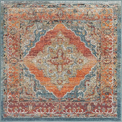 Unique Loom Isabella Collection Area Rug - Rossellini (5' 1" Square, Rust Red/ Beige)