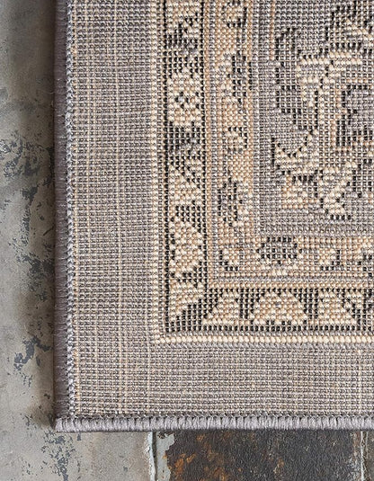 Unique Loom Sialk Hill Collection Area Rug - Washington (7' 1" x 10' Rectangle Gray/Black)