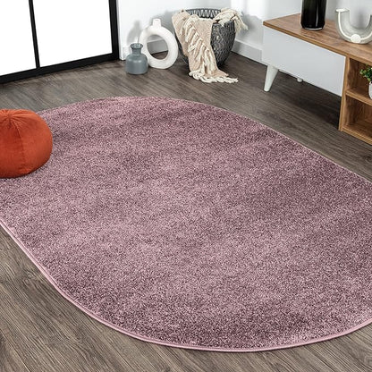 JONATHAN Y Haze Solid Low-Pile Light Purple 6x9 Oval Indoor Area Rug, Coastal,Bohemian,Minimalist,Classic, Easy-Cleaning for Living Room,Bedroom,Kitchen,Pet Friendly,Non-Shedding (SEU100R-6OV)