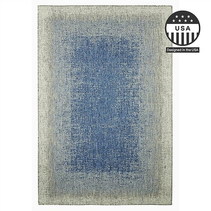FH Home Flat Woven Outdoor Rug - Waterproof, Easy to Clean, Stain Resistant - Premium Polypropylene Yarn - Modern Ombre - Patio, Porch, Deck, Balcony - Dhruva - Blue - 5ft 2in x 7ft 6in