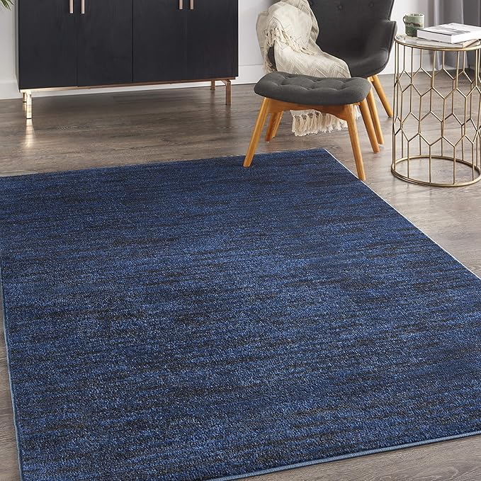 Nourison Home Nourison Essentials Midnight Blue 6' x 9' Area Rug - Easy Clean, Non Shedding, Bed Room, Living Room, Dining Room, Kitchen (6' x 9')