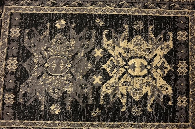 Unique Loom Taftan Collection Border Geometric Tribal Inspired Design Area Rug (2' 2 x 3' 0 Rectangular, Black/ Gray)