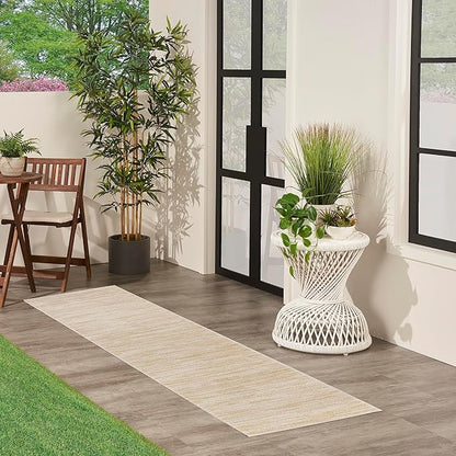 Nourison Home Nourison Essentials Ivory Gold 2'2" x 10' Area Rug - Easy Clean, Non Shedding, Bed Room, Living Room, Dining Room, Kitchen (10' Runner)