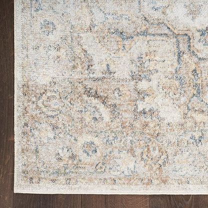 Nourison Home Astra Machine Washable Silver Grey 2'2" x 12' Area Rug - Easy Clean, Non Shedding, Bed Room, Living Room, Dining Room, Kitchen (12' Runner)