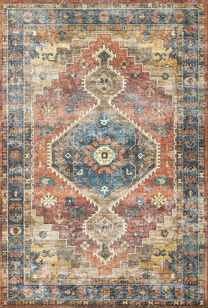 Loloi Skye Collection SKY-11 Rust/Blue 7' x 9' Oval Area Rug