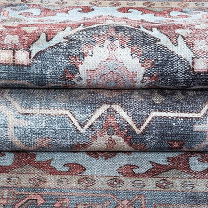 Washable Area Rug. Modern Farmhouse. Vintage. Turkish. Bohemian. Distressed. Oriental. Traditional. Rugs for Living Room. Dining. Bedroom. Office. Entryway. Foyer. (858RM, 7'5" x 9'8")