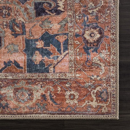 Bloom Rugs Washable 9' x 12' Rug - Beige/Terracotta Traditional Area Rug for Living Room, Bedroom, Dining Room, and Kitchen - Exact Size: 9' x 12'