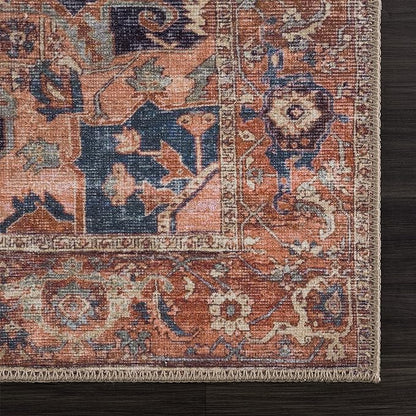 Bloom Rugs Washable 10 ft Runner - Beige/Terracotta Traditional Runner for Entryway, Hallway, Bathroom, and Kitchen - Exact Size: 2.5' x 10'