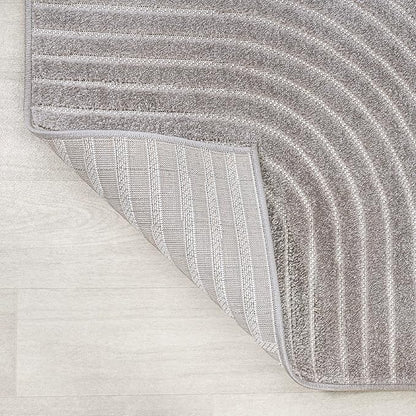 JONATHAN Y Hallie High-Low Curve Gray/Ivory Indoor/Outdoor Area Rug, 4x6, Minimalist, Pet Friendly, Non-Shedding, Stain Resistant, Hose-Washable for Backyard, Patio, Porch (SCN100A-4)