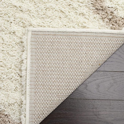 SAFAVIEH Dallas Shag Collection Area Rug - 4' Square, Ivory & Beige, Trellis Design, Non-Shedding & Easy Care, 1.5-inch Thick Ideal for High Traffic Areas in Living Room, Bedroom (SGD257B)