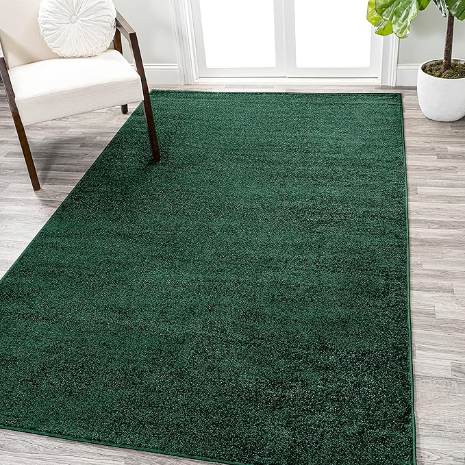 Eyely UES100L-8 Supersoft Haze Solid Low-Pile Indoor Area Rug Casual;Contemporary;Solid;Traditional, Bedroom, Kitchen, Living Room, Easy-Cleaning, Non-Shedding, 8 X 10, Emerald