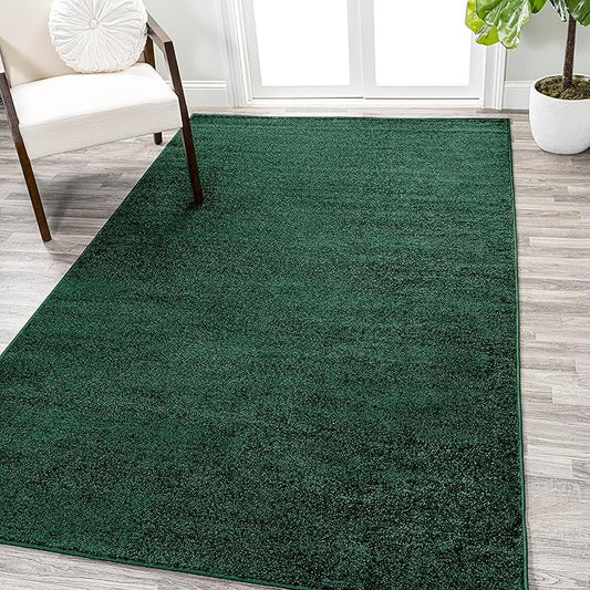 Eyely UES100L-4 Supersoft Haze Solid Low-Pile Indoor Area Rug Casual;Contemporary;Solid;Traditional, Bedroom, Kitchen, Living Room, Easy-Cleaning, Non-Shedding, 4 X 6, Emerald
