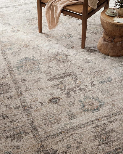 Loloi Magnolia Home by Joanna Gaines Millie Collection MIE-01 Silver/Dove 5'-3" x 7'-6", .25" Pile Height, Area Rug