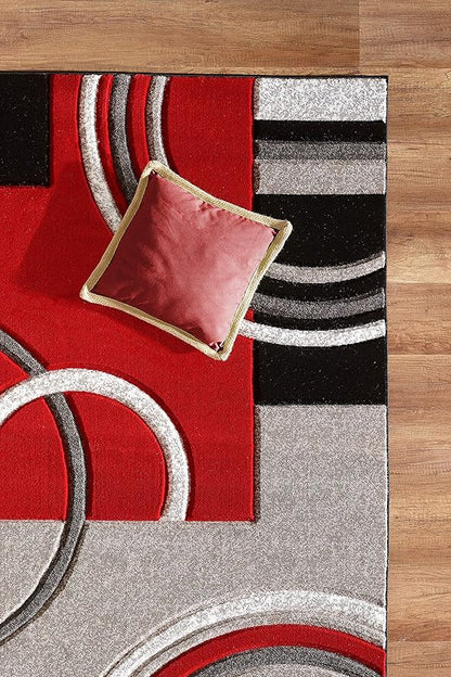 GLORY RUGS Area Rug Modern 8x10 Red Soft Hand Carved Contemporary Floor Carpet with Premium Fluffy Texture for Indoor Living Dining Room and Bedroom Area