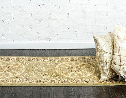 Unique Loom Versailles Collection Traditional Classic Medallion Floral Motif Area Rug (2' 7 x 10' 0 Runner, Green/ Ivory)