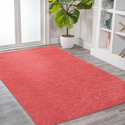 JONATHAN Y Haze Solid Low-Pile Red Indoor Area Rug 8x10, Coastal,Bohemian,Minimalist,Classic, Easy-Cleaning for Living Room,Bedroom,Kitchen,Pet Friendly,Non-Shedding (SEU100E-8)