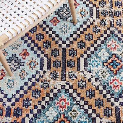 SAFAVIEH Madison Collection Accent Rug - 4' x 6', Orange & Beige, Boho Diamond Distressed Design, Non-Shedding & Easy Care, Ideal for High Traffic Areas in Entryway, Living Room, Bedroom (MAD418P)