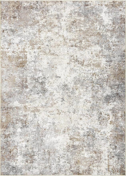 3x5 Area Rug Living Room Rugs - Washable Neutral Modern Abstract Soft Thin Rug Indoor Floor No Slip Rug Carpet for Bedroom Under Dining Table Home Office Decor - Brown Grey