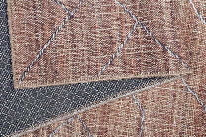 GLN Rugs Contemporary Collection - Machine Washable Area Rug, Contemporary Washable, Non Slip, Low Pile Chenille Rug, Living Room, Bedroom, Kitchen Rug (3' x 5' Terra/Brown)