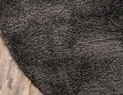 Unique Loom Solo Collection Area Rug - Calabasas (7' 10" Round, Charcoal/ Black)