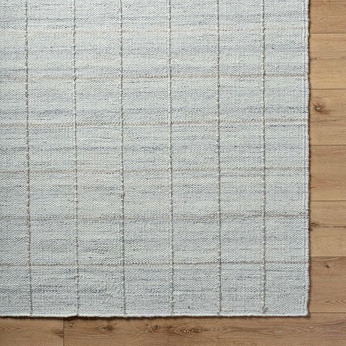 Mark&Day Wool Rugs, 9x12 Ishaq Cottage Metallic - Silver Area Rug, Grey Silver Carpet for Living Room, Bedroom or Kitchen (8'10" x 12')