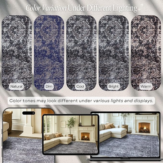 Fame Rugs Turkish Rug. Washable Vintage Oriental Antique Inspired Traditional Doormat Small Modern Area Rugs Luxury Entryway Entry Bedroom Bathroom Kitchen (396NN, 2'5 x 5')