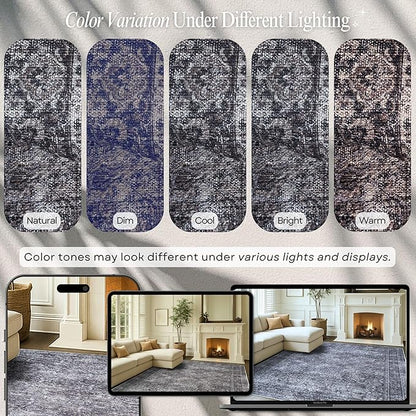 Fame Rugs Turkish Rug. Washable Vintage Oriental Antique Inspired Traditional Doormat Small Modern Area Rugs Luxury Entryway Entry Bedroom Bathroom Kitchen (396NN, 2'5 x 6'9)