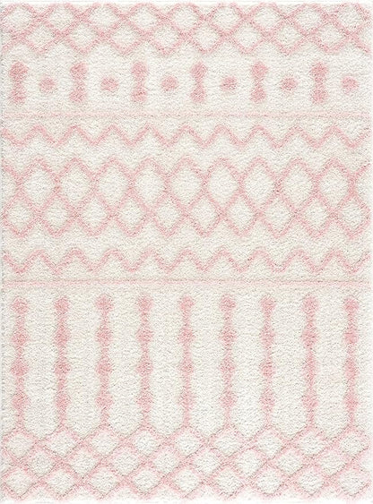 Hauteloom Darva Living Room, Bedroom Area Rug - Contemporary - Plush Pile - Pink - 18" Sample