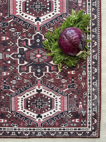 Fame Living Washable Area Rug. Modern Farmhouse. Vintage. Turkish. Bohemian. Distressed. Oriental. Traditional. Rugs for Living Room. Dining. Bedroom. Office. Entryway. Foyer. (851RR, 5' x 6'9")