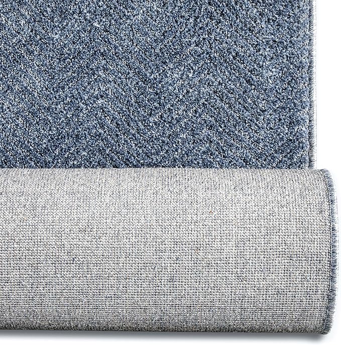 Well Woven Custom Size Hallway & Stair Runner- Harlow Pompeii Blue 31 Inches Wide x 40 Feet Long Runner (31" x 40') Runner Rug - Modern Chevron Pattern, Ultra-Soft, Easy-Clean