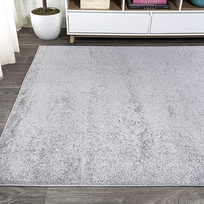 Eyely UES100A-4 Supersoft Haze Solid Low-Pile Indoor Area Rug Casual;Contemporary;Solid;Traditional, Bedroom, Kitchen, Living Room, Easy-Cleaning, Non-Shedding, 4 X 6, Gray