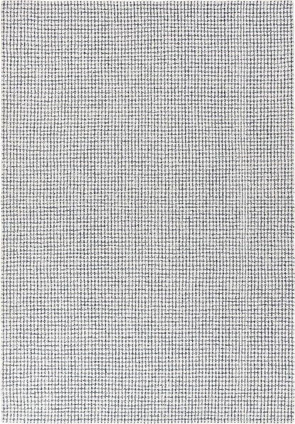 Hand-Tufted 100% Wool Pile Area Rug – Geometric Textured Grid Check Pattern – Thick and Durable Floor Carpet for Bedroom, Living Room, Kids Room, and Dining Area (Ivory, Denim, 9' x 12')