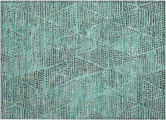 Addison Rugs Chantille ACN591 Teal 1'8" x 2'6" Indoor Outdoor Area Rug, Easy Clean, Machine Washable, Non Shedding, Bedroom, Living Room, Dining Room, Kitchen, Patio Rug