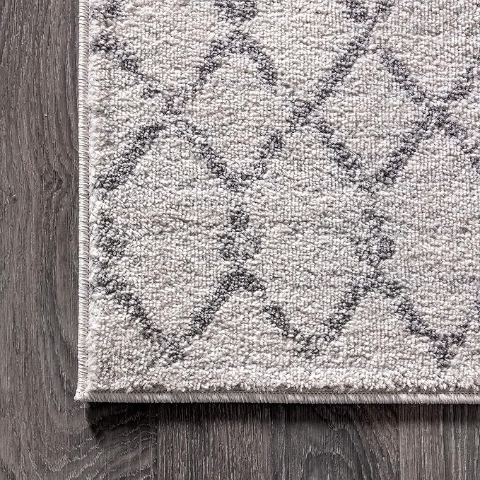 JONATHAN Y Boho Vintage Diamond Cream/Gray Oval Area Rug 4X6 ft, Moroccan Hype for Living Room, Bedroom, Kitchen, Office, Easy-Cleaning, High Traffic, Pet-Friendly, Non-Shedding (MOH101B-4OV)