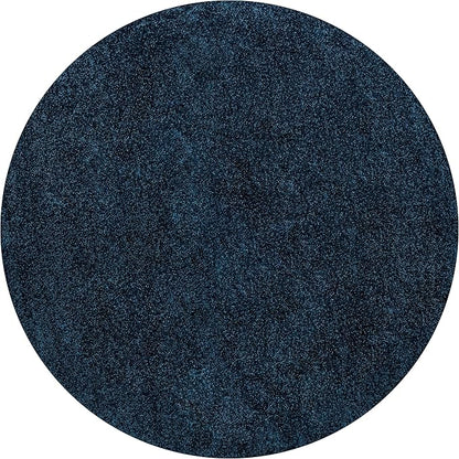 Eyely UES100C-8R Supersoft Haze Solid Low-Pile Indoor Area Rug, Coastal, Bohemian, Minimalist, Classic, Casual for Bedroom,Kitchen,Living Room,Non Shedding,Easy-Washing, Blue, 8' Round