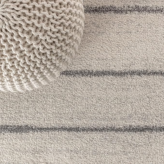 JONATHAN Y Williamsburg Minimalist Stripe Cream/Gray Indoor Area Rug, 5x8, Contemporary, Modern, Easy-Cleaning for Living Room, Bedroom, Kitchen, Pet Friendly, Non-Shedding (MOH201A-5)
