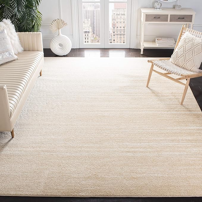 SAFAVIEH Adirondack Collection Area Rug - 5' Square, Champagne & Cream, Modern Ombre Design, Non Shedding & Easy to Clean, Ideal for Living Room, Bedroom, Office, Dining Space (ADR113W)