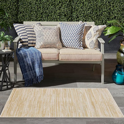 Nourison Home Nourison Essentials Ivory Gold 3' x 5' Area Rug - Easy Clean, Non Shedding, Bed Room, Living Room, Dining Room, Kitchen (3' x 5')