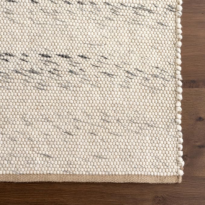 Rugs USA Hamptons Marled Ivory/Grey, 4' x 6', Hand Woven, Marled, Tassel, Soft and Cozy, High Traffic, Stain Resistant, Easy Clean, Durable Area Rug for Bedroom, Living Room, Dining, Den, Foyer