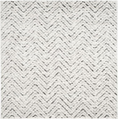 SAFAVIEH Adirondack Collection Area Rug - 4' Square, Ivory & Charcoal, Chevron Design, Non-Shedding & Easy Care, Ideal for High Traffic Areas in Living Room, Bedroom (ADR104N)