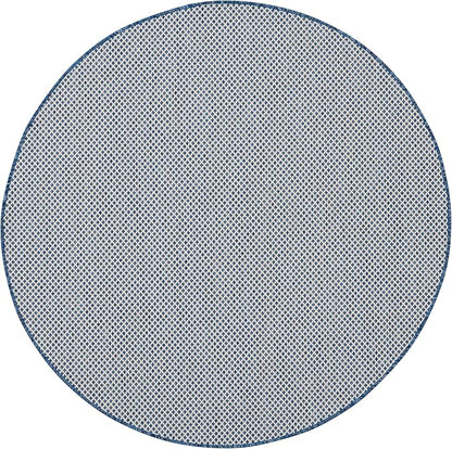Nourison Home Courtyard Ivory Blue 5' x Round Area Rug - Easy Clean, Non Shedding, Bed Room, Living Room, Dining Room, Kitchen (5' x Round)