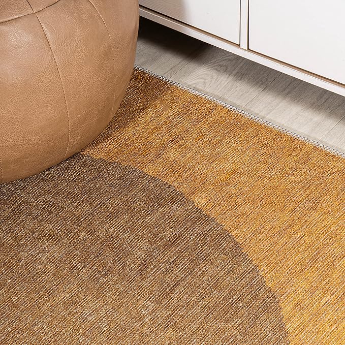 JONATHAN Y Machine Washable Indoor Area Rug 5X8 Brown/Cream/Terracotta, Demie Minimalist Graphic Circle for Living Room, Bedroom, Kitchen, Office, Easy-Cleaning, Pet-Friendly, Non-Shedding WSH114A-5