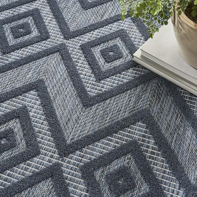 Nourison Home Versatile Navy Blue 4' x 6' Area Rug - Easy Clean, Non Shedding, Bed Room, Living Room, Dining Room, Kitchen (4' x 6')