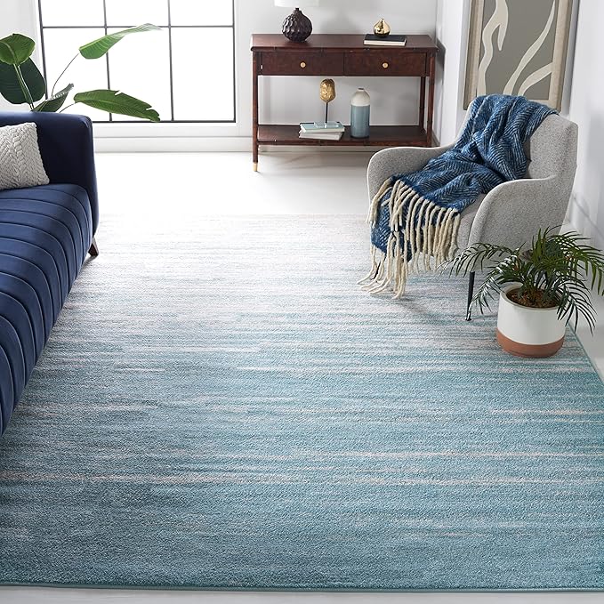 SAFAVIEH Area Rug 8x10 - Adirondack Collection - Large - Aqua & Ivory, Modern Ombre Design, Non Shedding & Easy to Clean, Ideal for Living Room, Bedroom, Office, Dining Space (ADR113J)